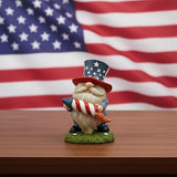 Patriotic Garden Gnome Statue with Firework – Resin Fourth of July Gnome Decoration for Yard, Garden & Home, Independence Day Decor