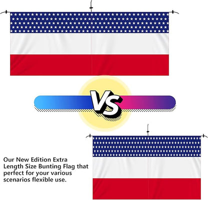 Wehhbtye 2PCS Patriotic Bunting Decorations-8.9x2.5 Feet 4th of july Outdoor Hanging Banner Flag,American Stars and Stripes Independence Day Flag for Memorial Day Porch Labor Day Yard Outside Party