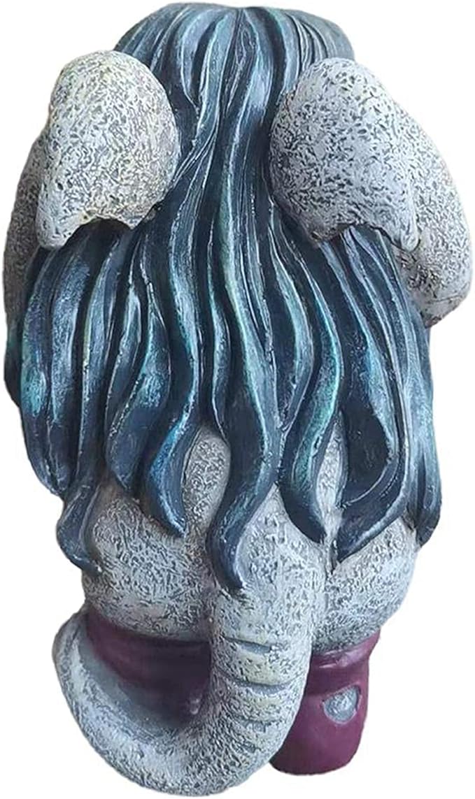 Gray Resin Thinking Gnome Troll Sculpture, Garden Statue Decor for Outdoor Patio Halloween, Christmas Decorations, Parties and Events