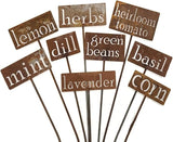 Classic Metal Garden Markers 19 Inches Tall (Bulk Discount 10 Markers, Naturally Rusted)