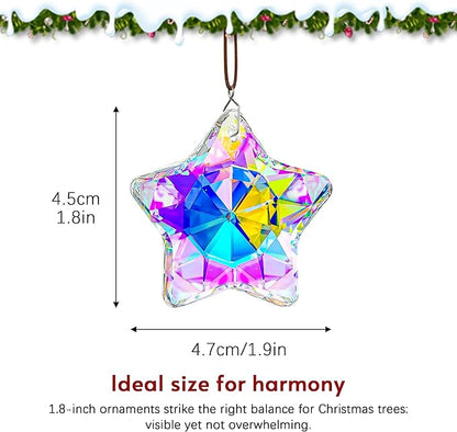 H&D HYALINE & DORA 2 Pack Crystal Sun Catcher Star Prisms 2" AB Colored Hanging Crystals for Window Rainbow Maker Glass Prisms Suncatchers for Home Garden Christmas Decor
