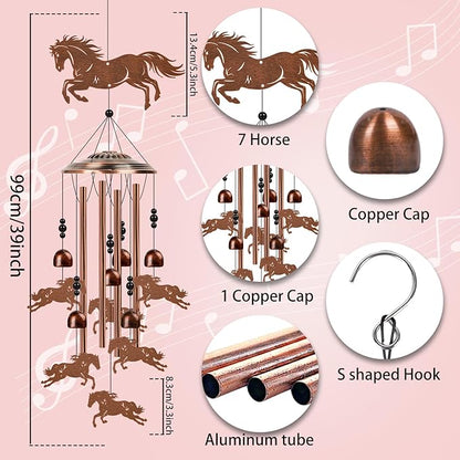 Horse Wind Chimes for Outside - Western Horse Gifts for Women Men, Memorial Wind Chimes for Outdoor, Garden Patio Yard Porch Decor, Birthday Mother's Day for Mom Grandma