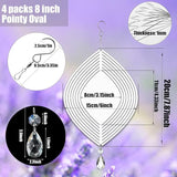 4Pack 8inch Sublimation Wind Spinner Blanks 3D Aluminum Metal Wind Sculpture Kinetic Spinners for Yard and Garden Indoor Art Ornaments Hanging Decoration (Pointy Oval)