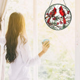 Cardinal Sun Catcher Stained Glass Window Hanging Cardinal Decor Lovers Gifts for Women Handmade Sun Catcher Decoration for Garden Home Housewarming Gifts