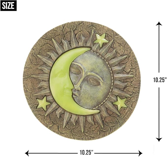 Zingz & Thingz Outdoor Garden Collection Colorful Stepping Stone, 10.25x10.25x0.5, Sun & Moon