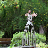 Angel Garden Statue Outdoor Antiqued Metal Yard Art Decor Lawn Patio Decorations Garden Trellis for Climbing Plants Potted Vines Ivy Roses Gift Idea, 18’’H (Pray-C)