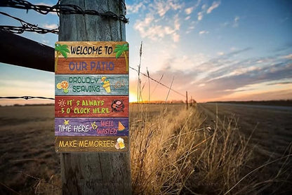 Welcome to Our Patio Sign,Backyard Signs for Home Wall Decor Patio Farmhouse Home Party Coffee Shop Outdoor Indoor 8x12 Inch