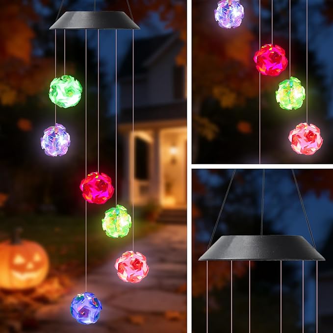 Solar Colorful Ball Wind Chimes for Outside Garden, Patio, Yard – Decor for Festivals/Birthday/Christmas, for Women Mom Home Garden Patio Haing