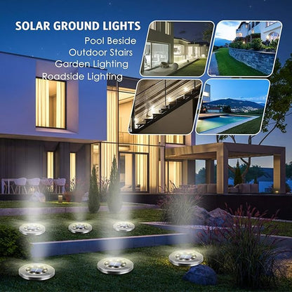 OULONGER Solar Lights Outdoor Waterproof, 12 Pack Solar Ground Lights with Large Capacity Battery, High Efficiency Solar Powered Lights for Outdoor Garden, Patio, Pathway and Yard (Warm Light)
