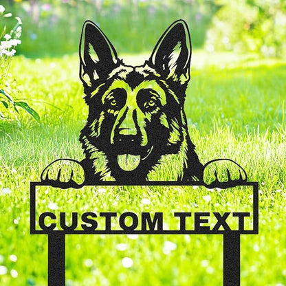 Personalized German Shepherd Garden Sign Yard Decorations | Customized Custom Dog House Decor Garden Name Sign Yard Stake Metal Lawn Art, Address Plaque Outdoor Gardening Gift for Dog Lover