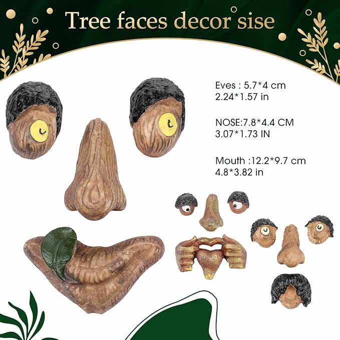 Vercraft 3 Pack Tree Face Decor Outdoor with Screws Old Man Ghost Tree Art for Easter Halloween Garden Outdoors and Indoors(Classic Style)
