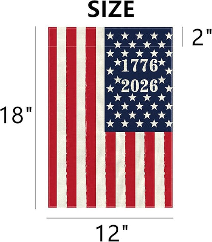 250 Years America Anniversary Garden Flag, Double-sided 1776-2026 USA Flag Patriotic 4th of July Yard Sign for Outdoor Independence Day Decoration