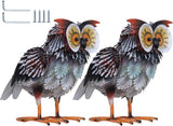 hogardeck Owl Garden Decor Outdoor Statues, 2PCs Large Metal Bird Standing Yard Art, Lawn Sculptures Ornaments for Outside Patio Pond Backyard, Holiday Sympathy Gifts for Grandma Mom