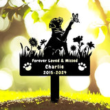 Custom Boxer Dog Memorial Grave Marker,Personalized Metal Flora Dog Memorial Stake,Dog Memorial Plaque Burial Stake Engraved Sign,Sympathy Grave Stake for Lost Dog,Dog Headstone