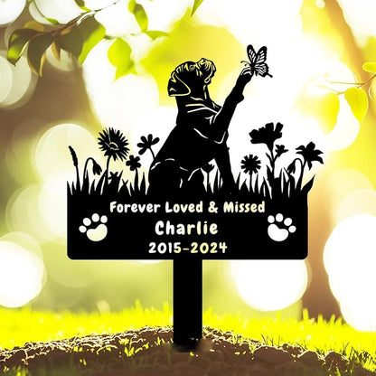 Custom Boxer Dog Memorial Grave Marker,Personalized Metal Flora Dog Memorial Stake,Dog Memorial Plaque Burial Stake Engraved Sign,Sympathy Grave Stake for Lost Dog,Dog Headstone