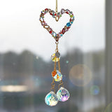 Heart-Shaped Colorful Crystal Rhinestones Suncatcher Window Hang Pendant, Rainbow Crystal Drops Ball Prisms Imitation Jewellery Ornament Gift