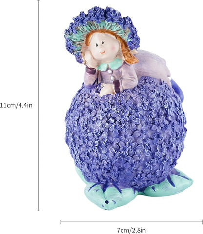 Charming Boy and Girl Garden Figurines Lavender Themed Decor Statues Spring Summer Resin Figures for Outdoor Patio Lawn Yard Art Decoration