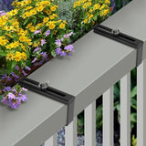 Adjustable Planter Box Bracket, Black, 1 Pair - Hanging, Metal Alloy Steel Iron, Compact, No Drill, Fits 5-8.3 Inch Width, Suitable for Railings, Windows, Balconies, Fences