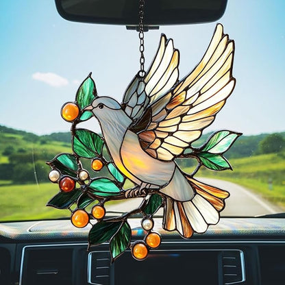 Peace Lover Dove Acrylic Suncatcher Stained Glass Effect Window Car Hanging Christmas Ornament Indoor Outdoor Decor Garden Sun Catcher Panel for Acrylic Suncatcher Lover for Women Mom Grandma