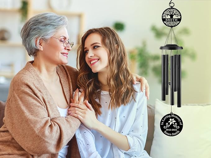 Personalized Wind Chimes for Outside, Sympathy Gifts for Loss of Loved One, Personalized Memorial Wind Chimes, Memorial Gifts for Loss of Mother Father Dad, in Memory of Loved One Gifts