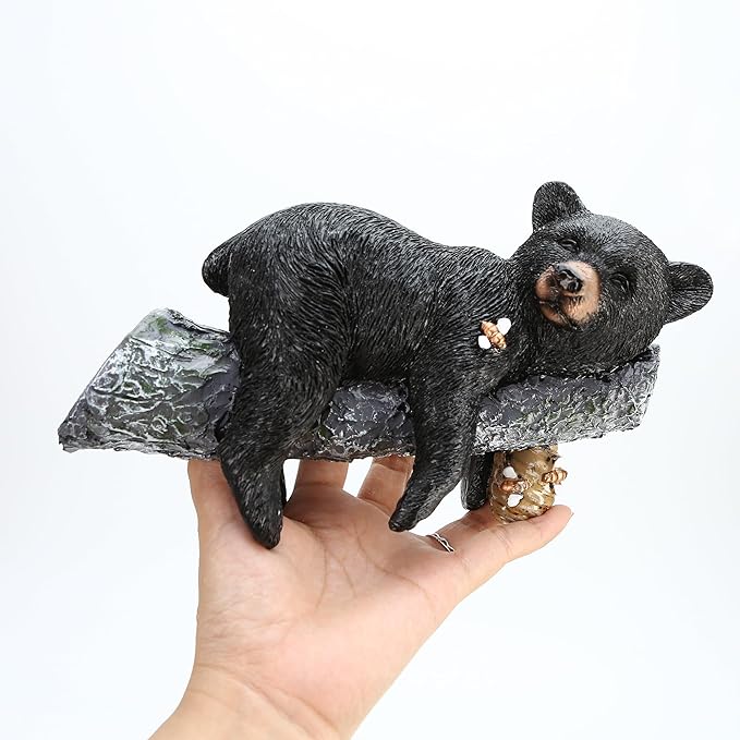 Outdoor Black Bear Decor - Cub Napping & Hanging Out Faces Figurine - Peeker Sculpture Up in Trees - Yard Decorations - Resin Funny Baby Bear Statue - Garden