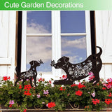 Dog Garden Stake Outdoor Yard Decor – Set of 2 Metal Labrador Lawn Ornament, Cute Labrador Lover Gift for Women Men, Weather-Resistant Dog Silhouette Statues Yard Art for Patio