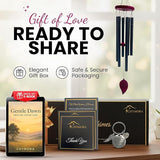 Memorial Wind Chimes for Outside - Aluminum Pipes & Pine wood Windchimes Outdoors - Sympathy Gifts for Loss of Loved One - Includes Letter from Heaven & Keepsake Keychain, Garden Decor - Black