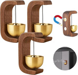 Wooden C Shaped Wind Chime, 3 Pcs Suction Door Type Solid Wood Bells, Adsorbent Walnut Doorbells with Metal Accents, Shopkeepers Bells, Modern Decorative Chimes for Homes, Gardens