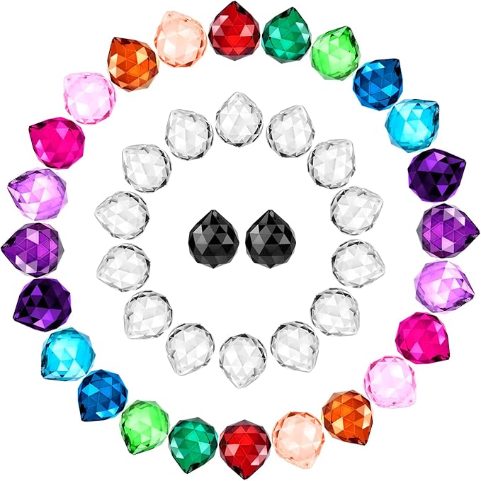 Suncatcher Crystal Prism Ball 20mm, Multicolor Crystal Ball Rainbow Prism Pendants Window Hanging Decor for Home, Garden, Party, Gift 40 Pack