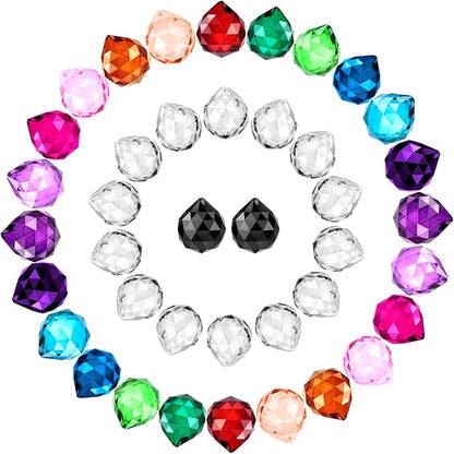 Suncatcher Crystal Prism Ball 20mm, Multicolor Crystal Ball Rainbow Prism Pendants Window Hanging Decor for Home, Garden, Party, Gift 40 Pack