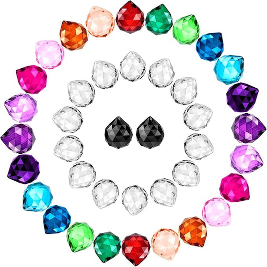 Suncatcher Crystal Prism Ball 20mm, Multicolor Crystal Ball Rainbow Prism Pendants Window Hanging Decor for Home, Garden, Party, Gift 40 Pack