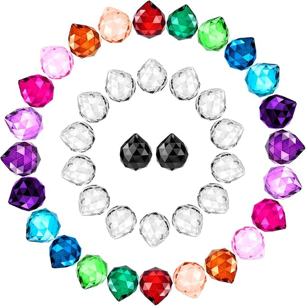 Suncatcher Crystal Prism Ball 20mm, Multicolor Crystal Ball Rainbow Prism Pendants Window Hanging Decor for Home, Garden, Party, Gift 40 Pack