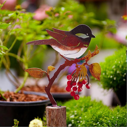Wrought Iron Bird Decoration Metal Iron Art Animal Bird Hanging Ornaments Cute Bird Art Iron Sculpture Creative Outdoor Silhouettes Garden Crafts for Garden (red)