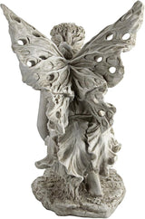 Design Toscano KY71004 Fiona The Flower Fairy Garden Statue, 17 Inch, Antique Stone
