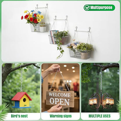 EBOOT 2 Pcs Hanging Chain for Bird Feeders, Planters, Lanterns and Ornaments(23.6 Inch,Silver)