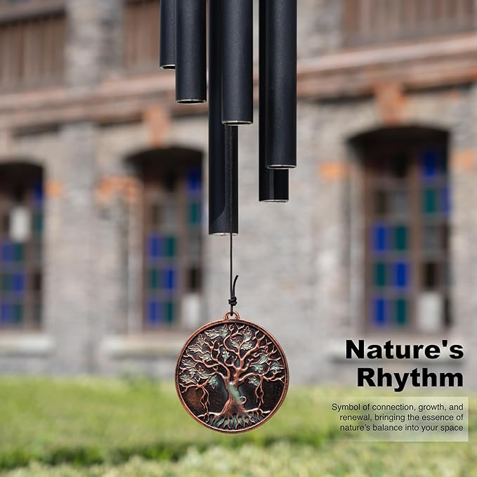 Vanquer Large Wind Chimes for Outside Deep Tone - 34'' Wind Chimes Outdoor Clearance, Tree of Life, Memorial, Sympathy Gift, Patio, Home Décor, Vintage Black (34" Tree of Life)