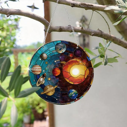 Artistic Window Decoration, Galaxy Decor Ornaments, Acrylic Window Wall Hanging Suncatchers, Galaxy Planets Windows Hanging, Round Acrylic Sun Catcher, Space Lover Gift