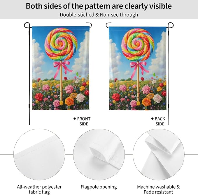 Colorful Lollipop Garden Garden Flag Double Sided Flags For Room Outside Yard Flag Outdoor Banner Wall Art Hanging 28"X40"