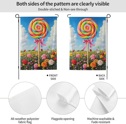 Colorful Lollipop Garden Garden Flag Double Sided Flags For Room Outside Yard Flag Outdoor Banner Wall Art Hanging 28"X40"