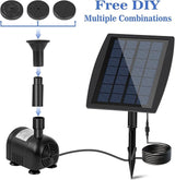 2.5W Solar Water Pump with 3 Spray Nozzles, 3.94FT Tubing, 9.85FT Power Cable, DIY Solar Water Fountain for Garden, Yard, Water Feature