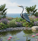 Regal Art & Gift Blue Heron Metal Statue – Indoor Outdoor Decorative Sculpture for Home & Garden Décor, Weather-Resistant Yard Art Figure for Patio, Lawn
