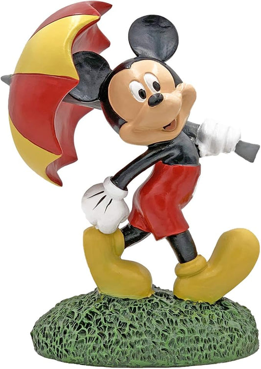 Disney Mickey Mouse Umbrella Everyday Outdoor Garden Statue, 8 inches Tall, Officially Licensed Disney Product