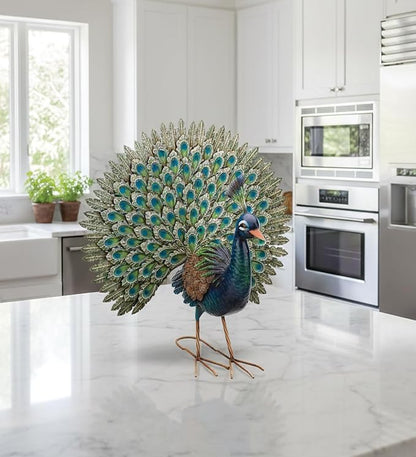 Regal Art & Gift Peacock Outdoor Statue, Decorative Garden Sculpture, Unique Metal Outdoor Figurine, Lawn Ornament Statue for Garden, Outdoor Sculpture for Yard, Wings Open, 25.25'L x9.75'W x 24.75'H