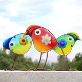 LEGIFO Bird Garden Decor for Outside, Glass & Metal Yard Art Decorations Outdoor Decor for Patio Backyard, Gift for Women Grandma Mom（3 Pack）
