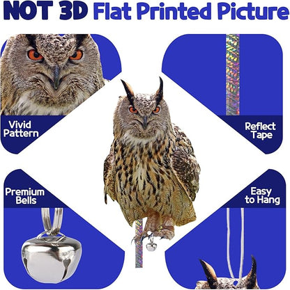 4PCS Plastic Owl to Scare Woodpecker for House Fake Owl to Keep Squirrel Pigeon Away from Outdoor Balcony Flat Garden Owls with Reflective Tape for Tree Patio Porch Outsider Yard Window