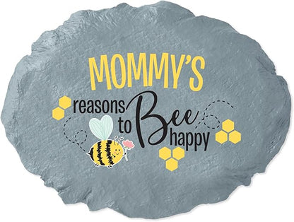 Let's Make Memories Personalized Reasons to Bee Happy Garden Stone - Garden Décor - Customized Garden Stone - Large Garden Stone - 10" Diameter
