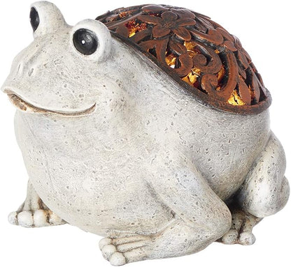 Roman Garden - Bronze Lighted Frog Statue, 6.25H, Pudgy Pals Collection, Resin and Stone, Decorative, Garden Gift, Home Outdoor Decor, Durable, Long Lasting