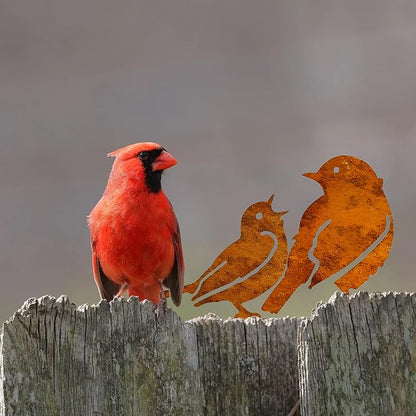 5PCS Rusty Metal Birds Garden Decor - Vintage Yard Art for Fence Decorations, Rustic Outdoor Decor, Ideal Gift for Bird Lovers (Wrens, Life-Size Silhouettes)
