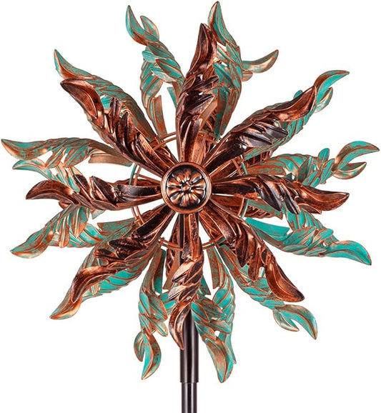 DREAMSOUL 360° Wind Spinners Outdoor, Metal Double Wind Spinner with Stable Stake Windmill for Yard Garden Decor (63 * 14 Inches)
