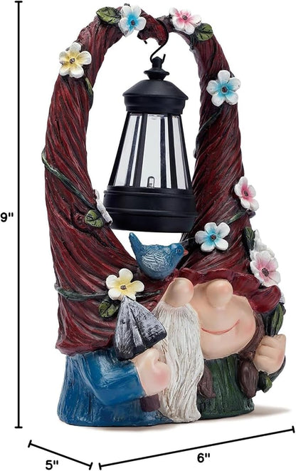 Joint Honglin Outdoor Couple Gnome Decorations with Solar Light Lantern Double Cute Gnomes Resin Statues Outdoor Decor Gifts for Valentine's Day Anniversary(Couple Gnome)